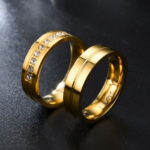 Ik hou van je diamanten ringband roestvrijstalen groove verlovingsringen voor vrouwelijke mannen bruiloft gouden mode sieraden