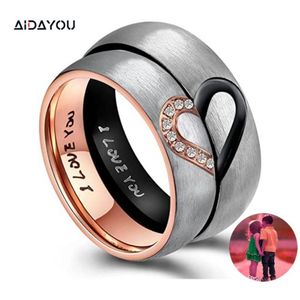 Je t'aime anneaux coeur promesse en acier inoxydable son sien vrais couples bandes de fiançailles de mariage anneau supérieur acc2882463