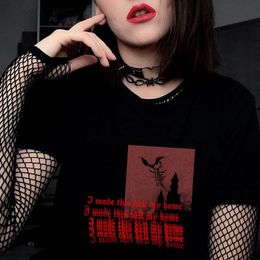 Ik heb deze hel mijn huis gothic t-shirt Unisex edgy mode grunge esthetische zwarte tee pastel goth kleding 210518