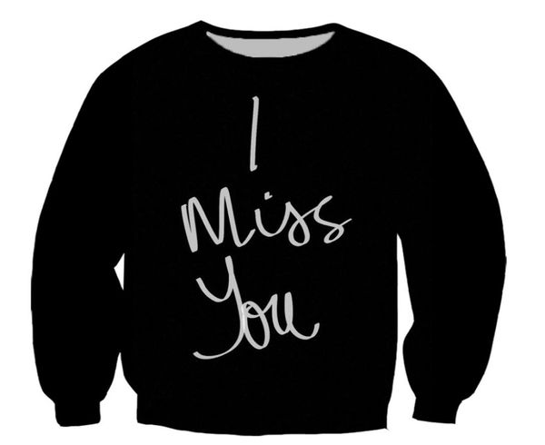 Tu me manques, je suis désolé lettre hommes femmes pull sweat-shirt uni sweat-shirt cool imprimé en 3D sweat-shirts streetstyle4286793