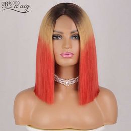 I's a wig Synthétique Cosplay Perruques pour Blanc Noir Femmes Foncé Racine Blonde Rouge Perruques Courte Droite Bob Perruques Partie Moyenne Lolita Cheveux L230520