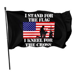 Ik sta voor de vlag knielen F0R Cross 3x5FT vlaggen 100D polyester banners indoor outdoor levendige kleur hoge kwaliteit met twee messing inkommen