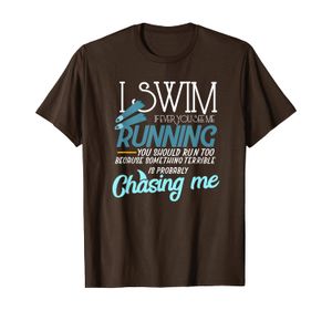 Je nage si jamais tu me vois courir T-shirt drôle de nageur