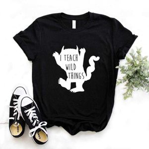 Ik leer wilde tops dingen leraar print vrouwen t -shirts casual grappig t -shirt voor dame