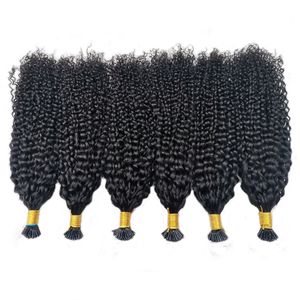 I Tip Extensions de Cheveux Crépus Bouclés Brésiliens Remy Humain 100 Brins 1g / S Ongles En Vrac 14-28 Pouces Postiche Naturel Gros Bundles de Cheveux Vierges ALI MAGIC