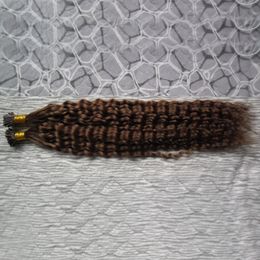 I Tip Hair Extensions Mongoolse Afro Kinky Krullend Maagd Haar 100g 100s All Kleur Onverwerkte Virgin Braziliaans Haar