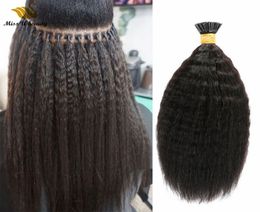 Je pointe les cheveux pré-collés couleur noire naturelle Remy vierge crépus extensions de cheveux raides paquets de cheveux humains moelleux 100g4365385