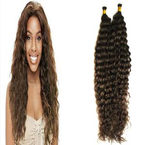 I Tip Remy Menselijk Hair Extensions 100g Kinky Curly 1G / Strands Remy Haar Pre Bonded Keratin Hair Extension op de Keratin Capsule