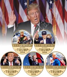 Volveré a reelectar Trump 2024 Monedas Crafts Accesorios de elecciones presidenciales de los Estados Unidos6023532