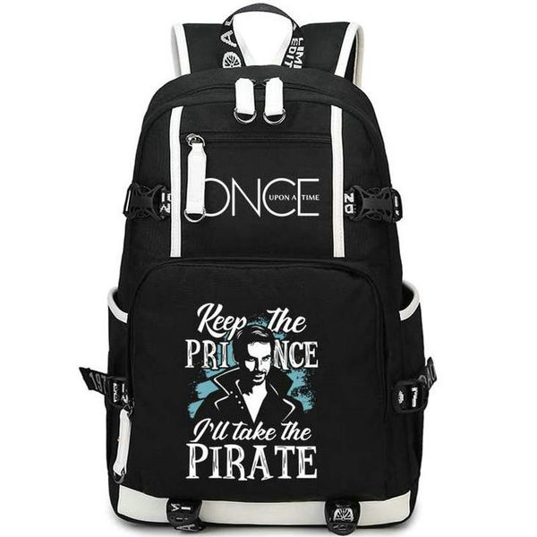 Sac à dos I Will Take The Pirate Sac à dos Once Sac d'école Upon A Time Sac à dos Teleplay Print Sac à dos décontracté Sac à dos pour ordinateur