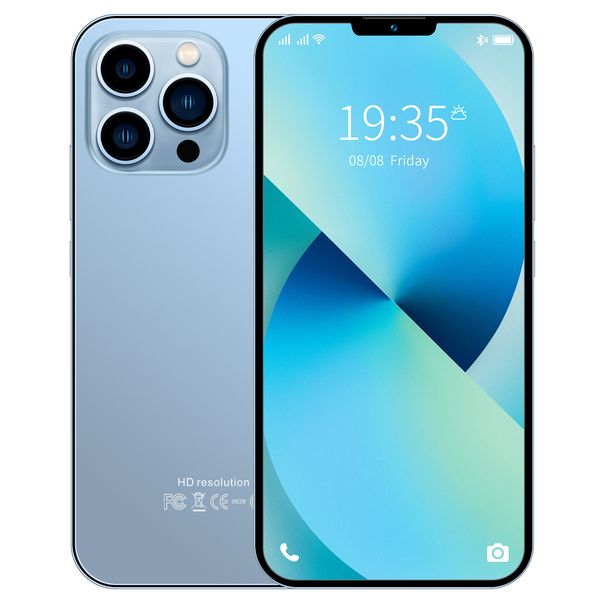 i13pro max 6,7 pouces HD Face en plein écran ID de face smartphone 1 + 16G téléphones mobiles version globale 4G Téléphone cellulaire