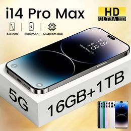 I14 Pro max Mobile 6,8 pouces smartphone Android 1T + 16 Go 8000 mAh