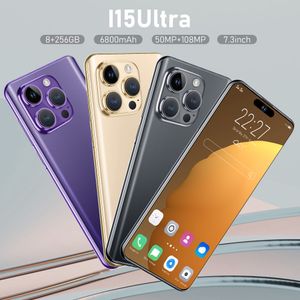 i15 ultra mobiele smartphone met Android 13-systeem ondersteuning voor dubbele simkaart 4G 5G echte mobiele telefoon 2GB RAM + 16GB ROM 7,3 inch grote telefoons