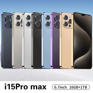 I15 Pro Max 6,7 pouces téléphones cellulaires 128 Go 1 To 4422mAh Super Long Battery Life Take High-définition Photos Face Face Unlock HD Full Screen Smartphones