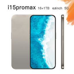I15 Pro MAX Téléphone 6.8 pouces Smartphone 4G LTE 5G Android OS RAM 256G 512G 1 To Caméra 48MP 108MP Face ID GPS OCTA Core Android Phone High Configuration