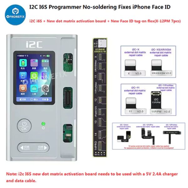 I2C I6S Programmer Intelligent pour iPhone 6-15 Pro Max Photosentitif Couleur d'origine Batterie d'empreinte digitale Dot Matrix Réparation Tool