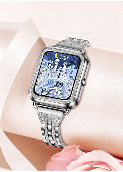 I68 montre intelligente 1.59 pouces écran carré BT appel surveillance de la santé IP67 étanche femmes mode Smartwatch