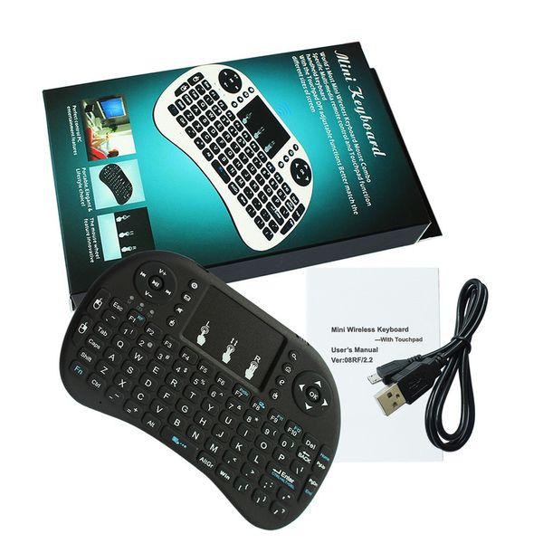 Teclado i8 inalámbrico fly air retroiluminación Air Mouse remoto con panel táctil de mano para TV BOX X96 TX3 mini