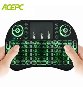 I8 Mini clavier 24 GHz sans fil Air Mouse pavé tactile pour Android TV BOX PC rétro-éclairage avec clavier anglais russe 5155739