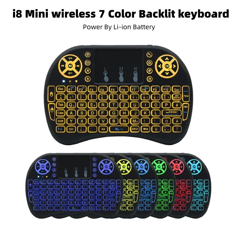 I8 + Wireless Backlight Keyboard Fly Air Mouse Multi-Media Remote Control With Touchpad Game Handheld Controller For S905X S912 TV Box