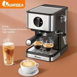 Máquina de café expreso IAGREEA, máquina de café 20 bar, 1,5 l/50 oz, compacta, tanque de agua desmontable, pantalla táctil digital, barra de vapor, pausa automática, adecuada para