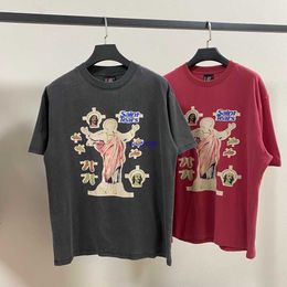 Iakr T-shirts pour hommes Saint Michael High Street imprimé américain et amoureux des femmes col rond pur coton petit marché mode T-shirt