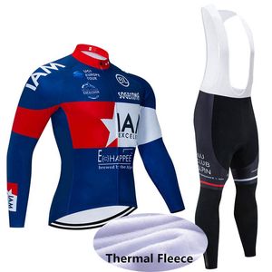 Equipo IAM Ciclismo Winter Thermal Fleece jersey bib pants sets Hombres Ropa de ciclismo de manga larga Ropa Ciclismo Hombre Warm Y21031309
