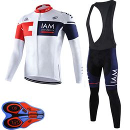 Iam Team Mens Cycling Jersey Set Lange Mouwen Shirts (slabbet) Broek Pak MTB Bike Outfits Racing Fiets Uniform Outdoor Sports Wear Ropa Ciclismo S21050791