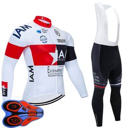 IAM Team Mens Cycling Jersey Set Lange Mouwen Shirts (slabb) Broek Pak MTB Fiets Outfits Racing Fiets Uniform Outdoor Sports Wear Ropa Ciclismo S21050794