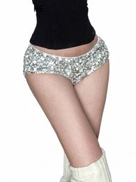 Iamsure Clubwear Sexy Solide Paillettes Shorts Casual Slim Taille Basse Super Mini Shorts Femmes 2024 Été Fi Streetwear Lady d1lv #