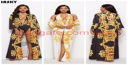 IASKY 2PCSSET Sexy Beach Cover Up Sweet Up SweetSuit Set 2019 Retro Print Femmes Covers Ups One Piece Mailwear Robe de Page Y2007067638603