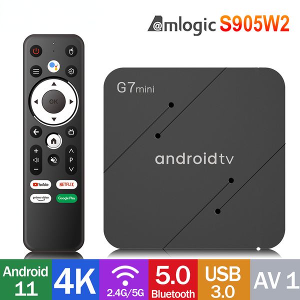 iATV G7 MINI Amlogic S905W2 Dispositivo de TV inteligente BT5.0 Android11 2G16G 5G WiFi 4K HDR Netflix Youtube Set Top Box VS iATV Q5