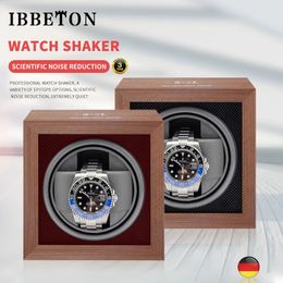Ibbeton Luxury Brand Wood Watch Winding High-End 1 Slot Automatic Wispes Box avec Mabuchi Moto Watch Cabinet Clock Rangement Boîte 240412