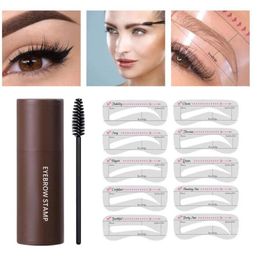 IBCCCNDC Kits de tampon à sourcils Forme de maquillage Makeuvil étanche poudre de sourcils Natrual Eyebrows Stick Hair Ligne Contour Brown Noir 3 Color6807211