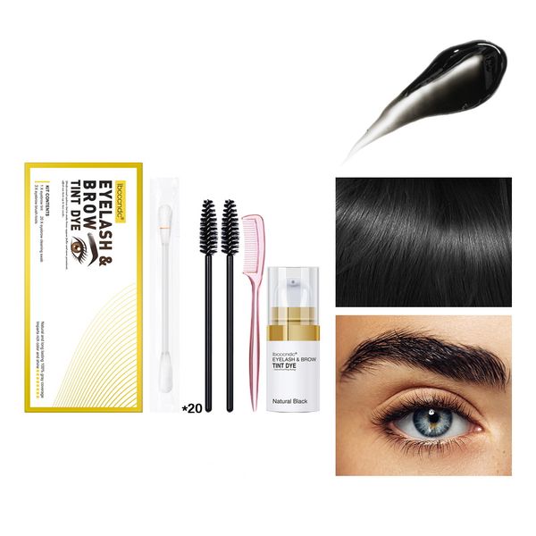 Ibcccndc forma de ceja perfecta cejas perforar crema natural negro tinte semipermanente juego de colorante impermeable de larga duración duradero no es fácil de desvanecer maquillaje ceja