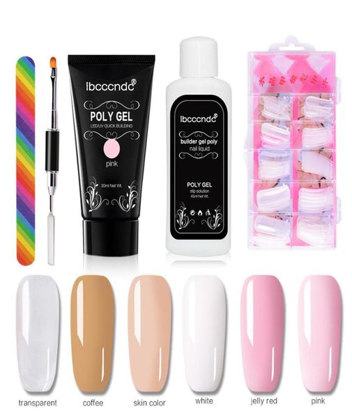 Ibcccndc Poly Gel Barniz Set Esmalte de uñas Polygel Kit Quick Builder Extension Hard Gel Camuflaje UV Led Laca Cepillo Nail Ti8759625