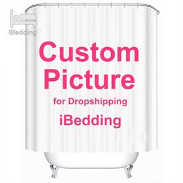 Ibedding Custom Douchegordijn Badkamer Waterdichte Gordijnen Aangepaste Po Polyester Bad Decor met Haken Pod Drop 210609