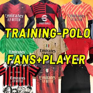 IBRAHIMOVIC 23 24 voetbalshirts AC GIROUD R.LEAO BENNACER Theo ROMAGNOLI FLORENZI TONALI REBIC 2023 2024 voetbalshirt Fans Spelerversie training POLO MILANES