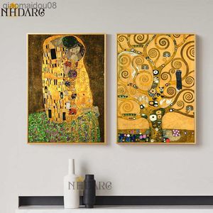 ic Artiste Gustav Klimt Le Baiser Or Arbre Toile Art Imprimer Peinture Affiche Mur Photos Salon Décoration de La Maison L230704