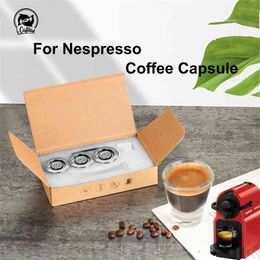 iCafilas Capsule de café réutilisable rechargeable pour filtres à café Nespresso Tasse en acier inoxydable Machine à café expresso Pod 210331