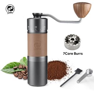 ICAFILAS UPGRADED Handmatige Coffee Grinder Professional 420 roestvrij staal 7-core Burr Coffee Bean Grinder Manual Coffee Tool 240506