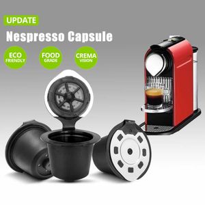 ICafilas Version Crema en acier inoxydable rechargeable Capsule de café réutilisable pour Nespresso Tamper Pod Machine 210607