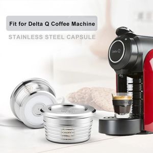 ICafilas – Capsules de café réutilisables en acier inoxydable, rechargeables, filtre de tasse pour Machine Delta Q 240313