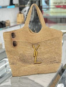 ICare Maxi Tote Bag Designer Tas Dames Luxe handtas Raffia's Handbeklaagde strozak Hoogwaardige strandzak Grote capaciteit Takken Booptas Schoudertassen