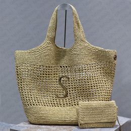 ICare Raffia's Designer Tas handbeklaagde strozak Handtas Grote capaciteit Tote voor dames strandreizen zomervakantie hoogwaardige luxe schouderwinkelzakken