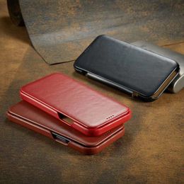 Luxe Echte Flip Leather Cover voor iPhone 14 13 12 Mini 11 Pro Max 5.8 6.1 6.5 2019 XS XR Echt Echte Lederen Case