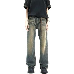 ICCLEK Jeans Mens Straight Leg Gradient Fashion Casual 240513