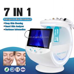 IJsblauw 7 in 1 huidanalyse H2O2 kleine bubbels aqua peeling machine rf huidbedrijf poriën krimp acne behandeling huid rejuvernation hydrermabrasie gezichtsapparaat apparaat