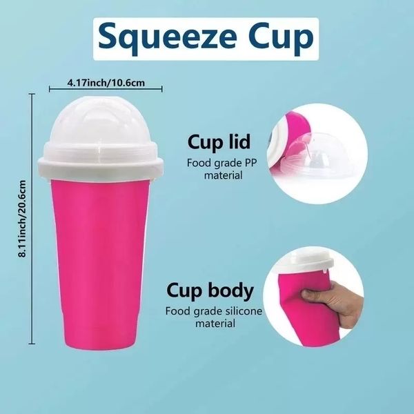 Cubiteras de hielo de 350ml, tazas para batidos de congelación rápida, ecológicas, de doble capa, de silicona, para hacer helados, Squeeze, Slush Cooling Cup para el hogar