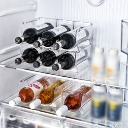 Seaux à glace et glacières 1 2 3 grilles casier à vin empilable réfrigérateur organisateur boissons boîte de rangement porte-bouteille affichage cuisine étagère en plastique 230508